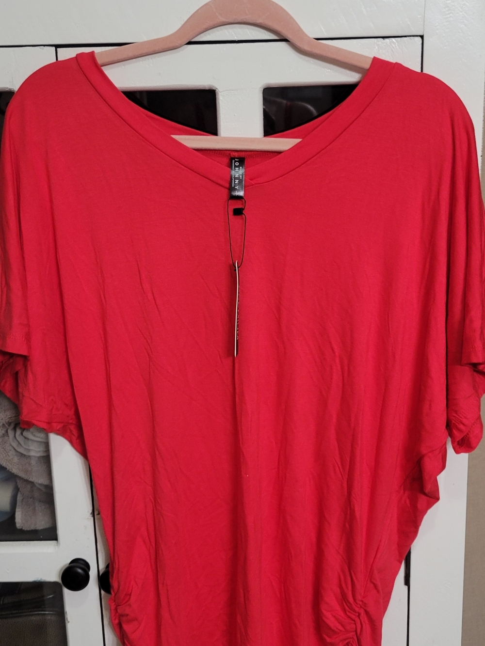 Women's Red Dolman Sleeve Tunic Top Made By Johnny NWT